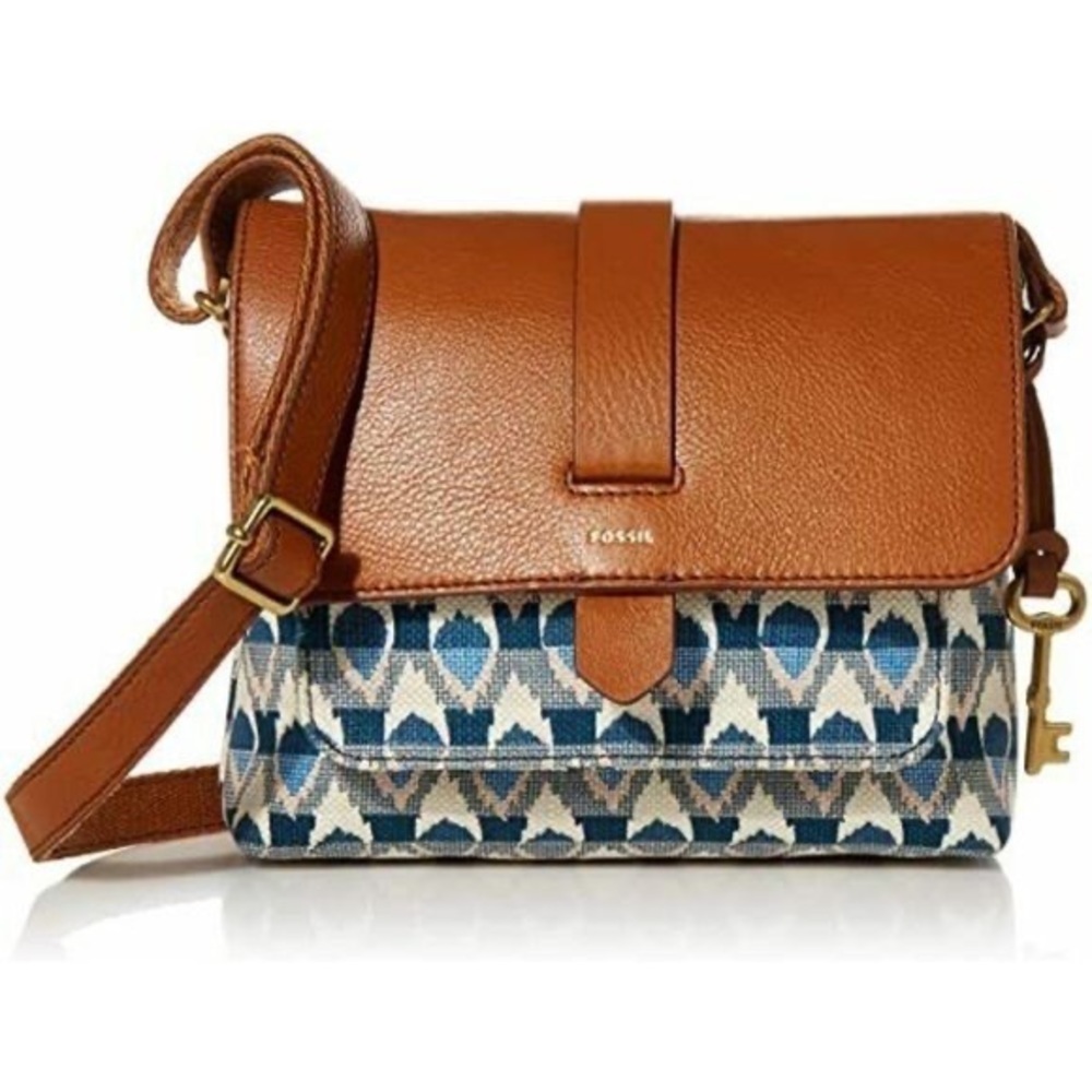 FOSSIL Kinley Ikat Small Crossbody Bag Blue Print - Picture 3 of 16